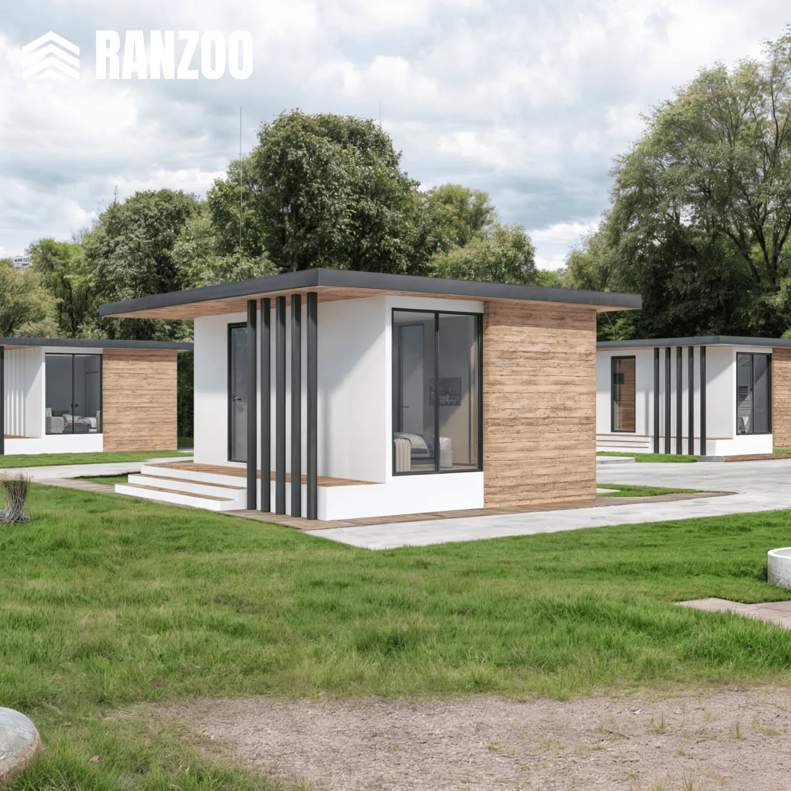 Ranzoo Prefabricated Mini tiny smart cabin luxury prefab modular House with Off-Grid Solar System for Outdoor Camping