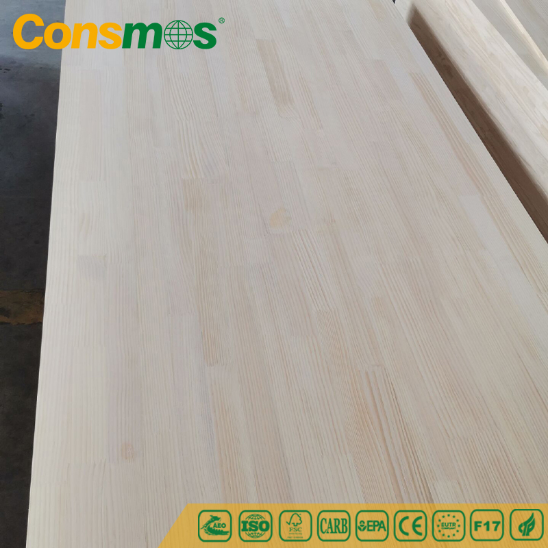 Consmos Waterproof UV Coated Radiata Pine Solid Wood Furniture Panel Finger Jointed Lumber Board