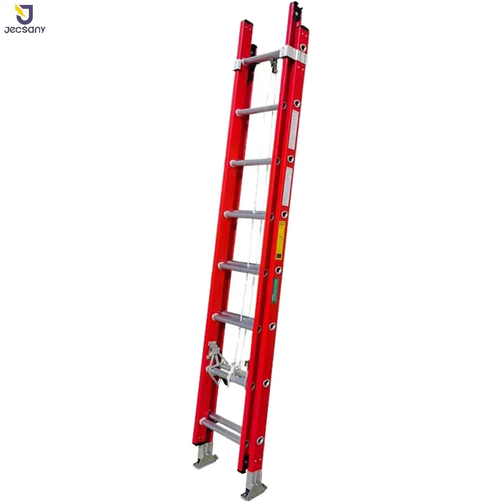 Telescopic Insulated Fiberglass Extension Ladders Multipurpose FRP Material Sliding Outdoor Ladder