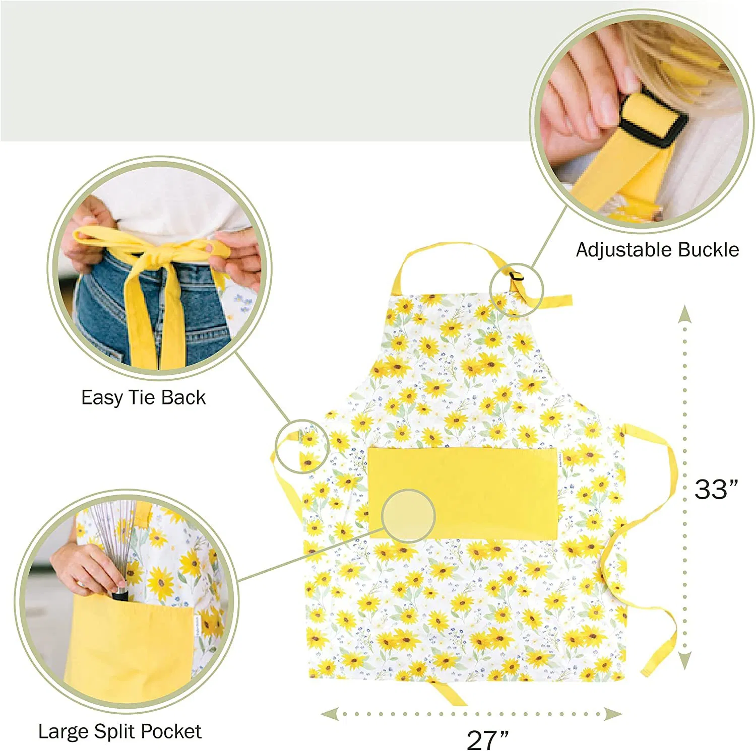 Custom Cotton Colorful Adjustable Women Apron with Pocket