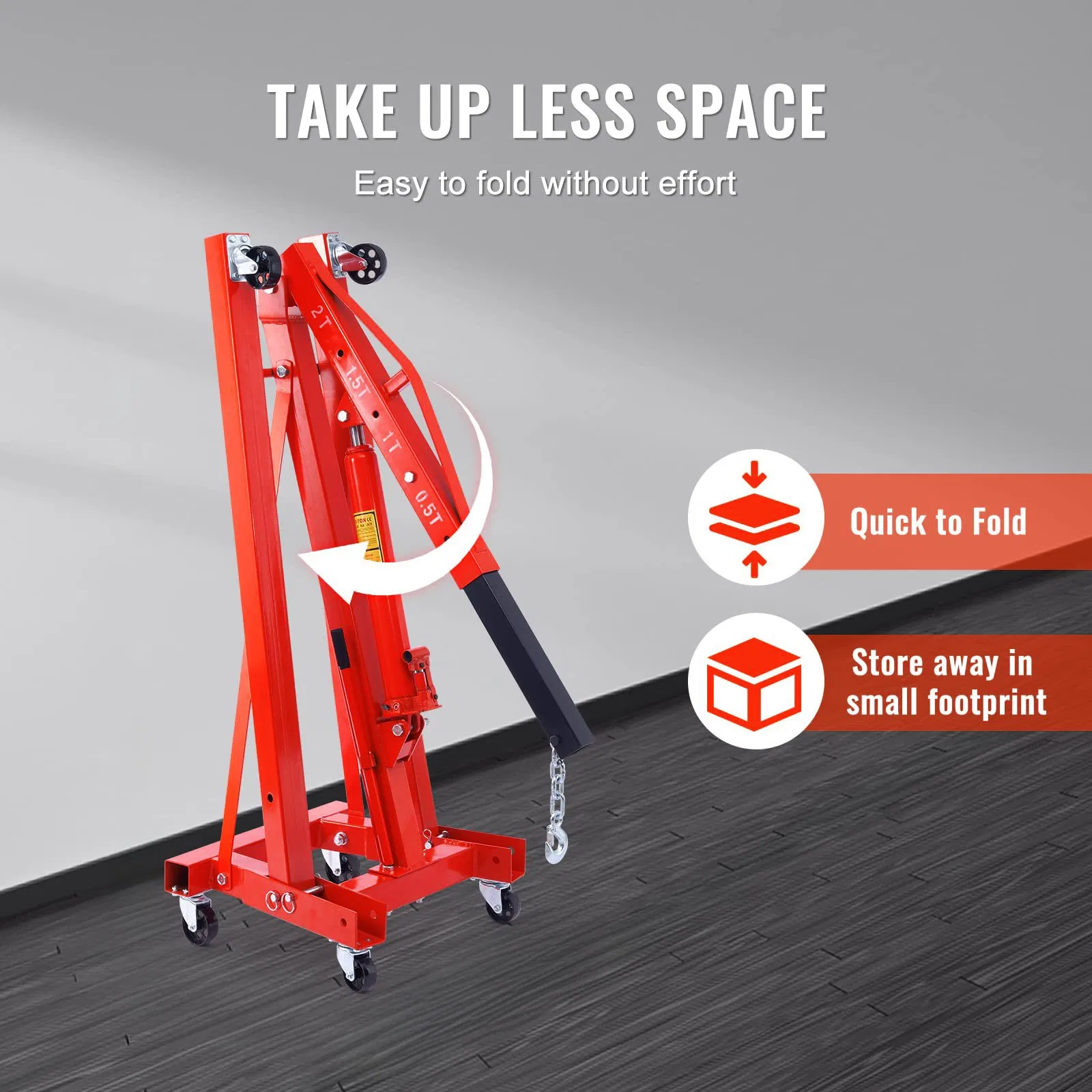 Professional Shop Crane 1-2 Ton Folding Hydraulic Engine Crane