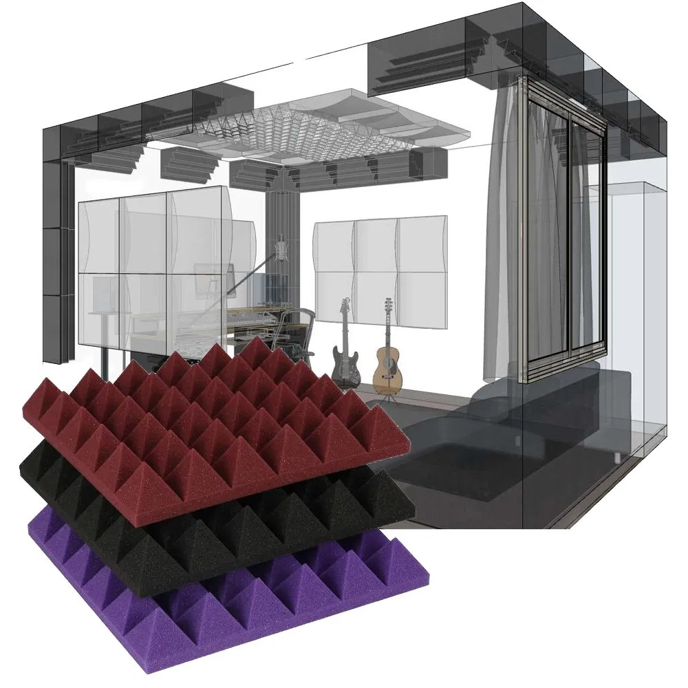 Expands Quickly Pyramid Soundproof Foam Fireproof Absorbing Noise Cancelling Acoust Panels for Movie Rooms, Games Rooms KTV Club
