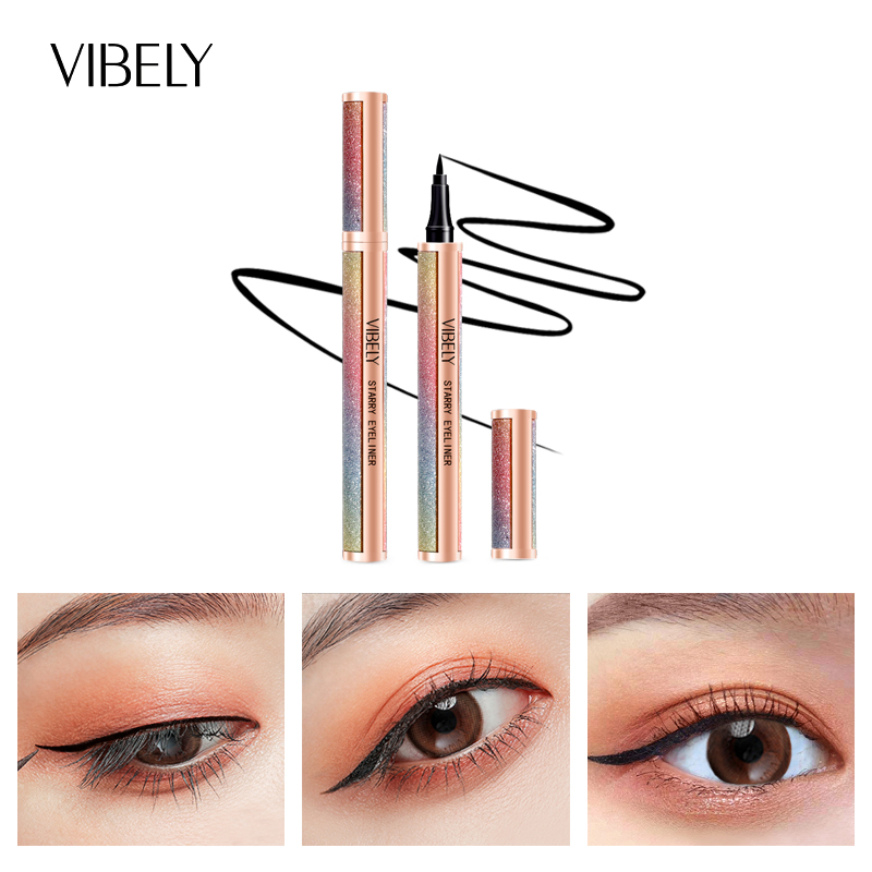 Eye Makeup Quick Dry Waterproof Sweatproof Lasting Smooth Black Eyeliner