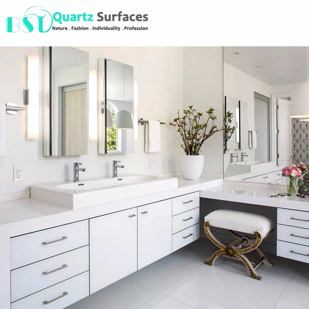 Pure White Silica-Free Quartz Stone 2cm Non-Silica Benchtop