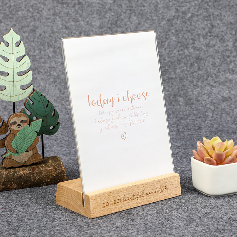 Creative Transparent Acrylic Ornament Stand Card L-Shaped Stand Sign Vertical Frame Bent Plastic Product