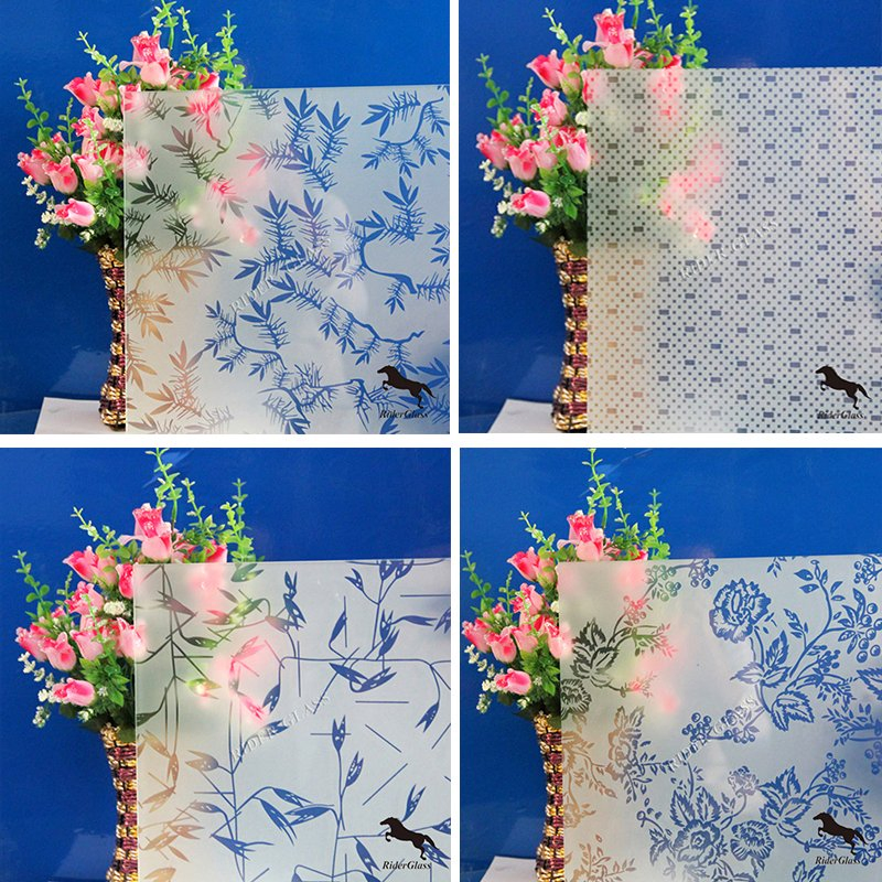 3-6mm Art Decorative Acid Etched Patterned Frosted Glass