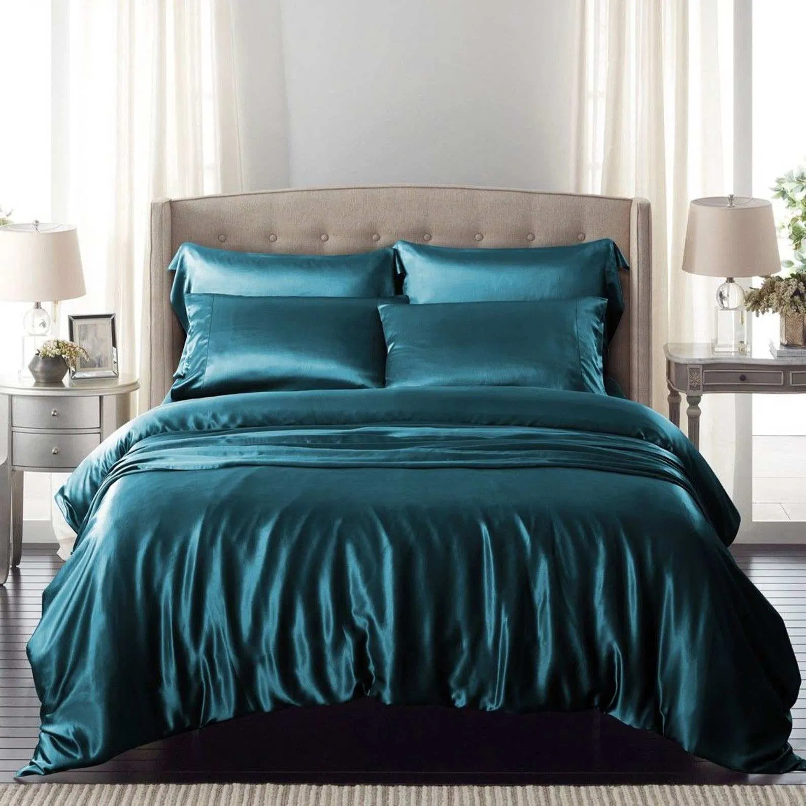 Oeko Tex 100 Certificate Wholesale Luxury 100% Mulberry Pure Silk 6A Grade 22mm Silk Duvet Cover Set Silk Bedding Sheet