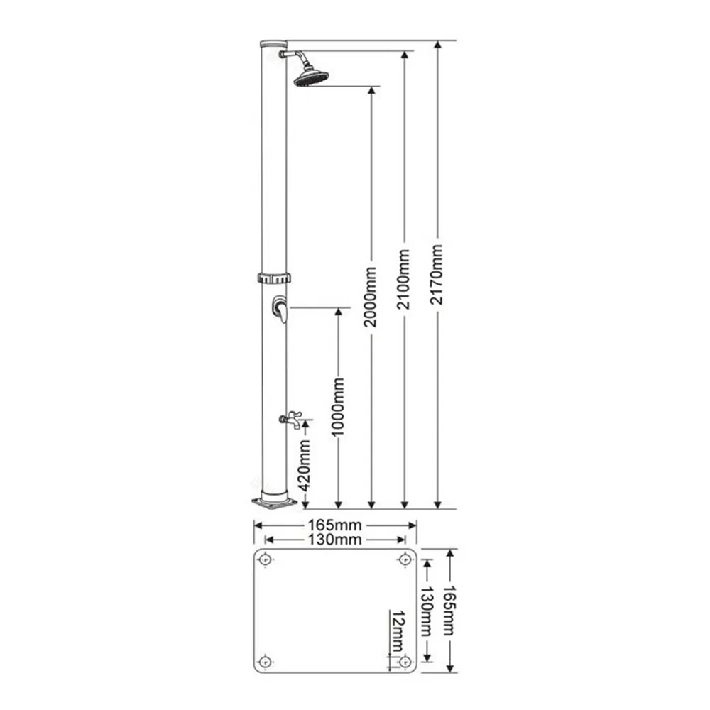 PVC Freestanding Shower for Poolside and Garden Use