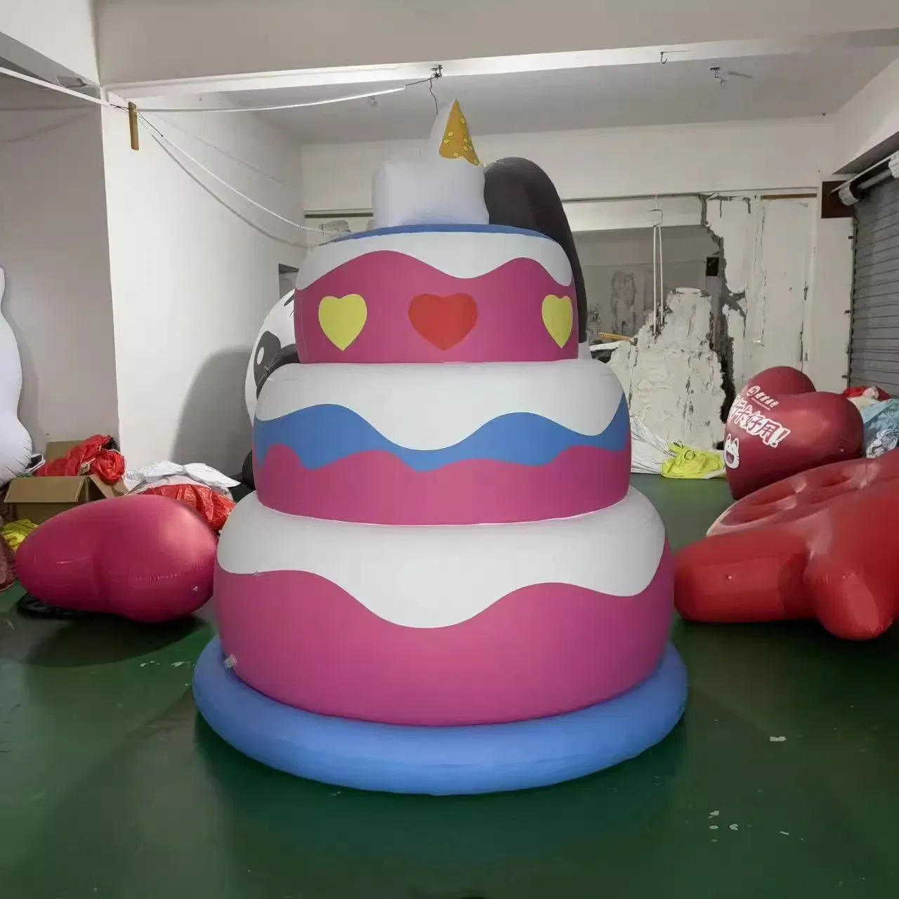 Boiy PVC Birthday Cake Events Giant Advertising Inflatable Toy Cake Balloon