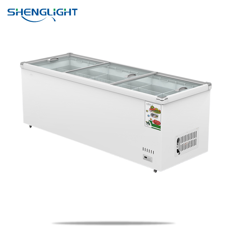 Refrigeration Equipment Commercial Curved Glass Door Ice Cream Chest Freezer Ice Cream Display Fridges Showcase Refrigerator