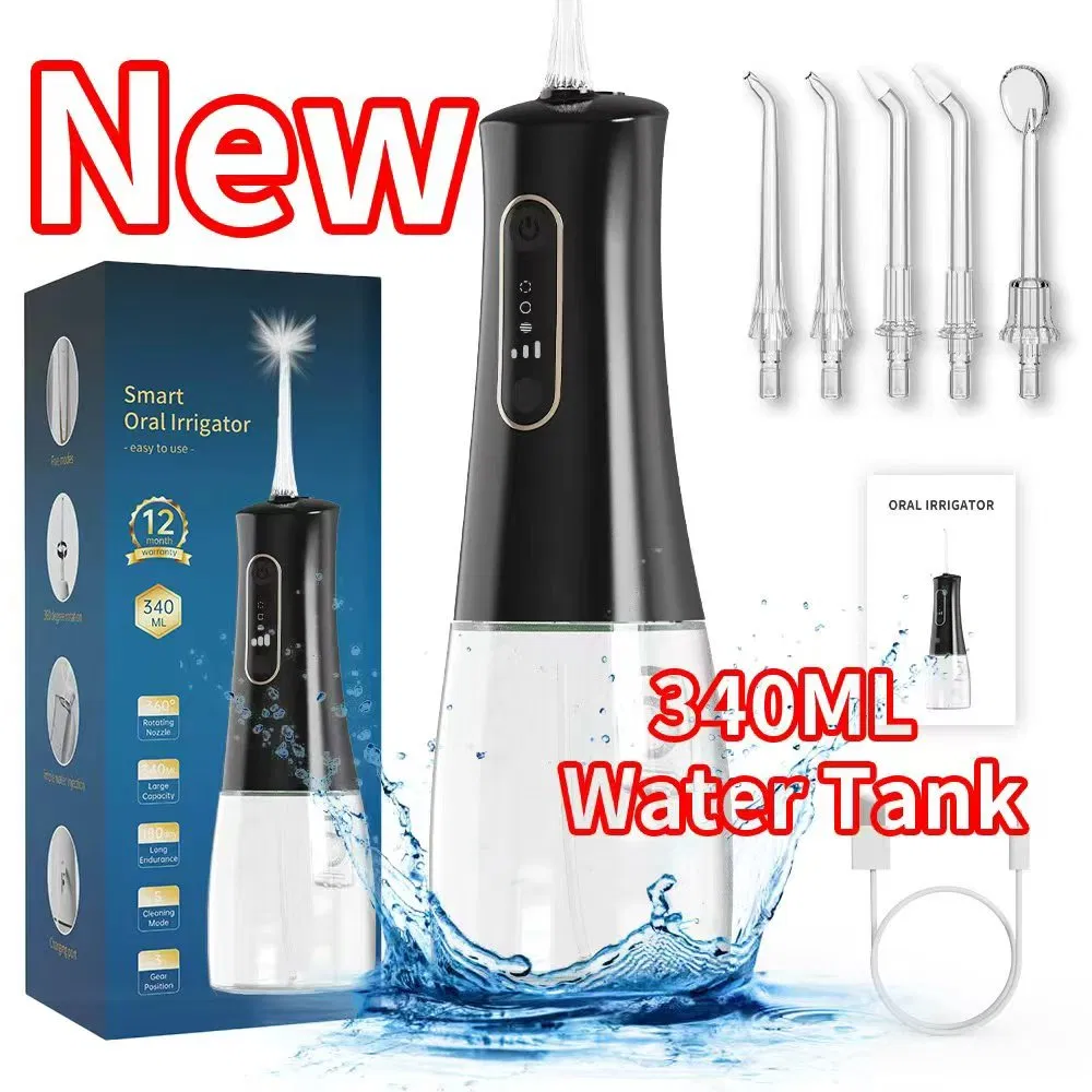 Water Dental Flosser with Ipx8 Waterproof Electric Water Flosser 340ml Capacity