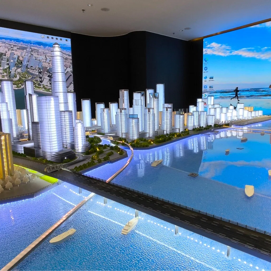 High End Customized Commercial District Building Model with Lighting Display for Exhibitions