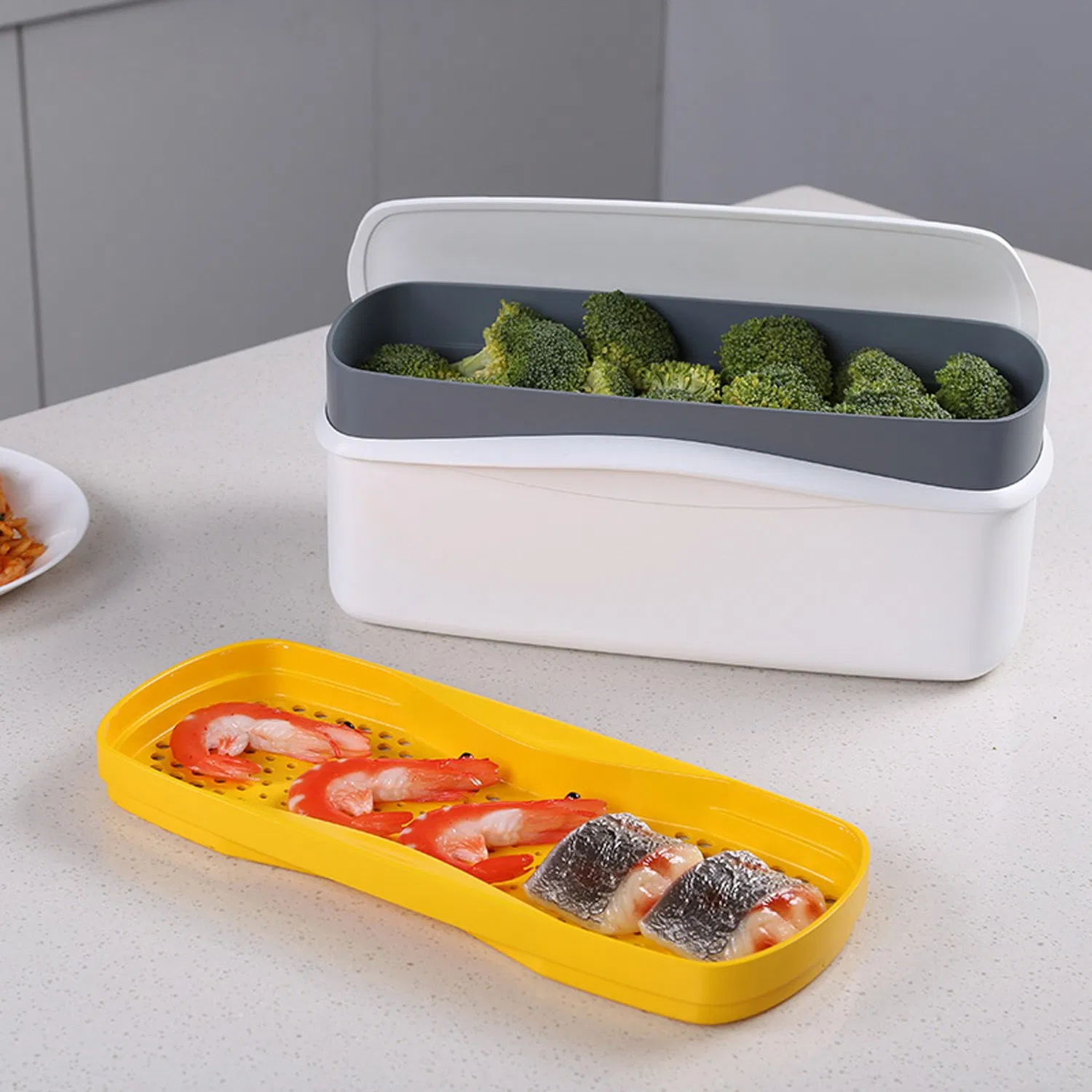 4 Piece Stackable Ramen Noodle Cooking Set Vegetable Steamer Microwave Pasta Spaghetti Cooker