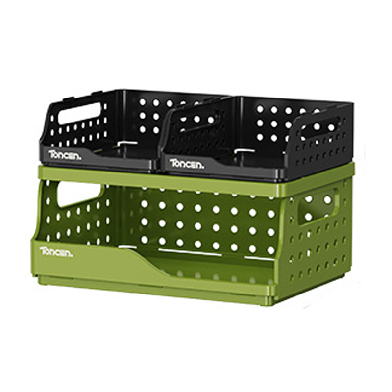Desktop Double Layer Storage Rack Foldable Storage Baskets