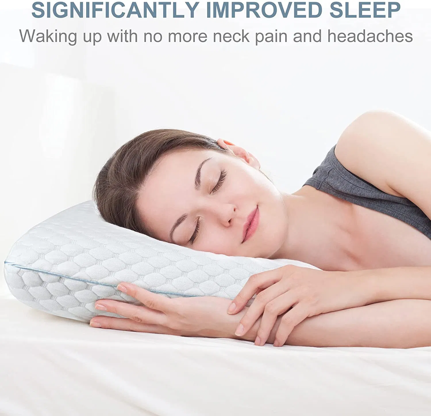 Soothing and Cooling Mattress Topper Ventilated Design Soft Flocking Pillow