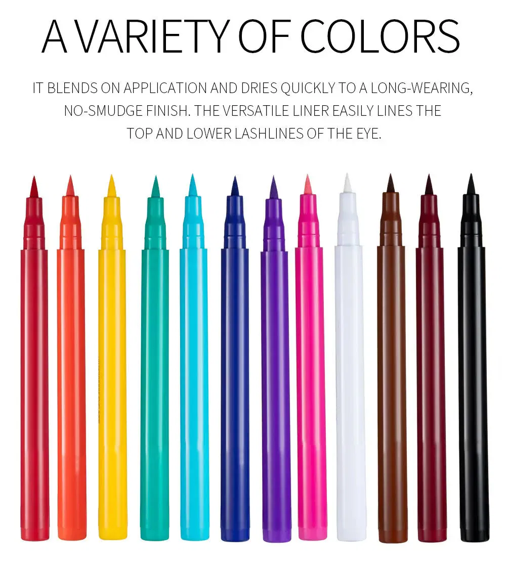 Colored Liquid Eyeliner Vegan Cruelty Free Long Lasting Smooth Eye Liner