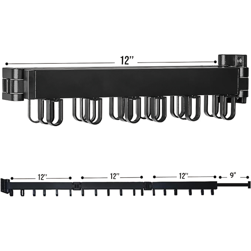 3-Arm Collapsible Retractable Laundry Clothes Drying Rack Expandable Foldable Wall Mounted Laundry Drying Clothes Storage Hanger Rack