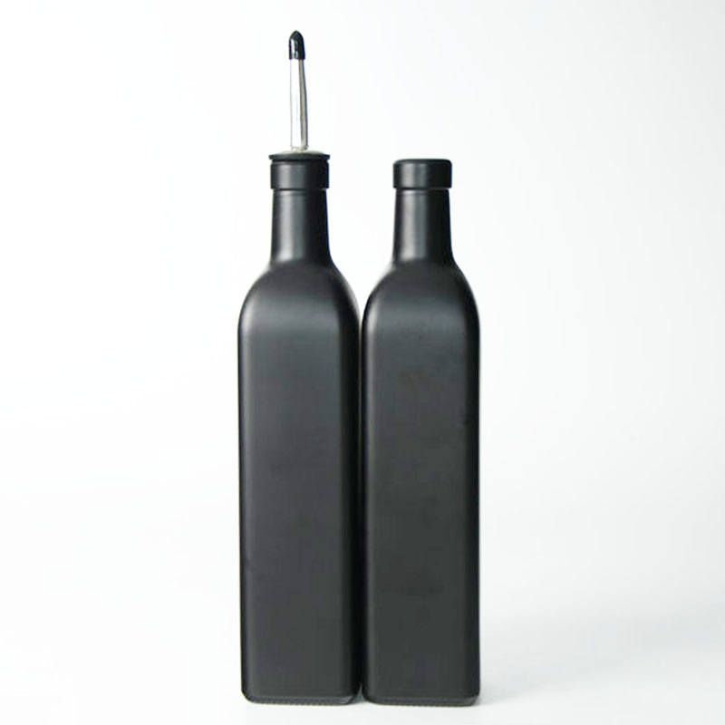 Fast Delivery 250ml 500ml 750ml 100ml Matte Black Glass Olive Oil Bottles with Metal Lid