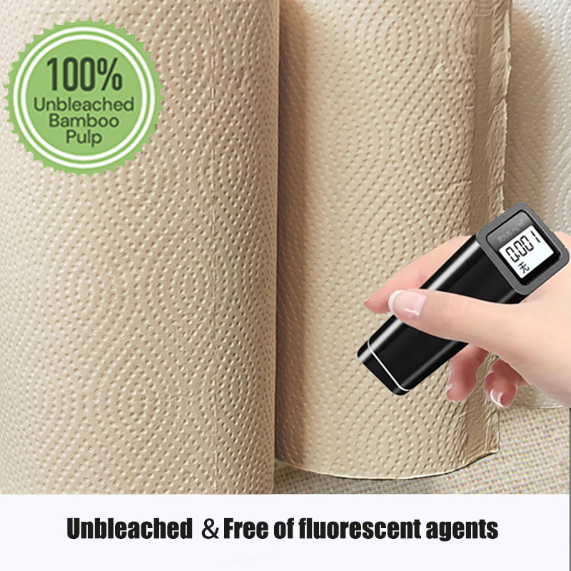 OEM/ODM/BSCI Factory Eco-Friendly 2ply/3ply Soft Absorbent White Bleached/Unbleached Bamboo Pulp Kitchen Paper Towels Roll