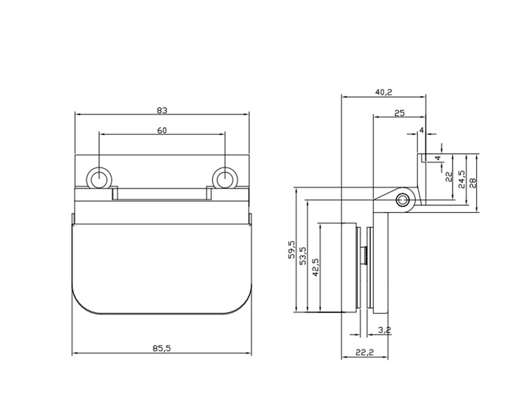 Silver Small Size Aluminum Door Hinge for Showroom