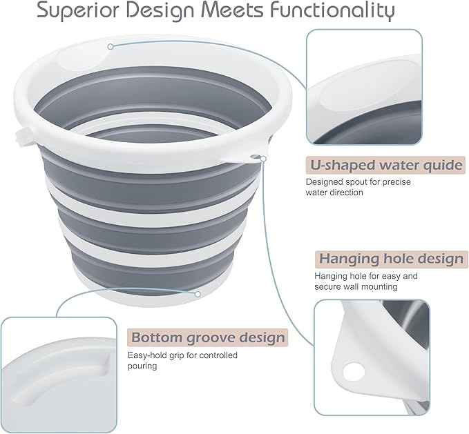 Foldable Plastic Round Bucket 2.6 Gallons (10 liters)