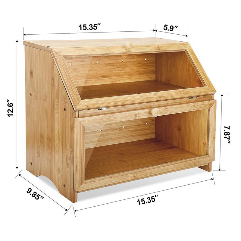 Bamboo Bread Box Multi-Functional Large Capacity Kitchen Food Snack Storage Box