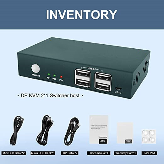 KVM-коммутатор DisplayPort 2 порта