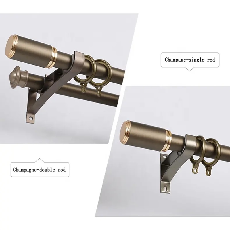 High Quality Window Grommet Gold 28mm Double Metal Aluminum Alloy Curtain Poles