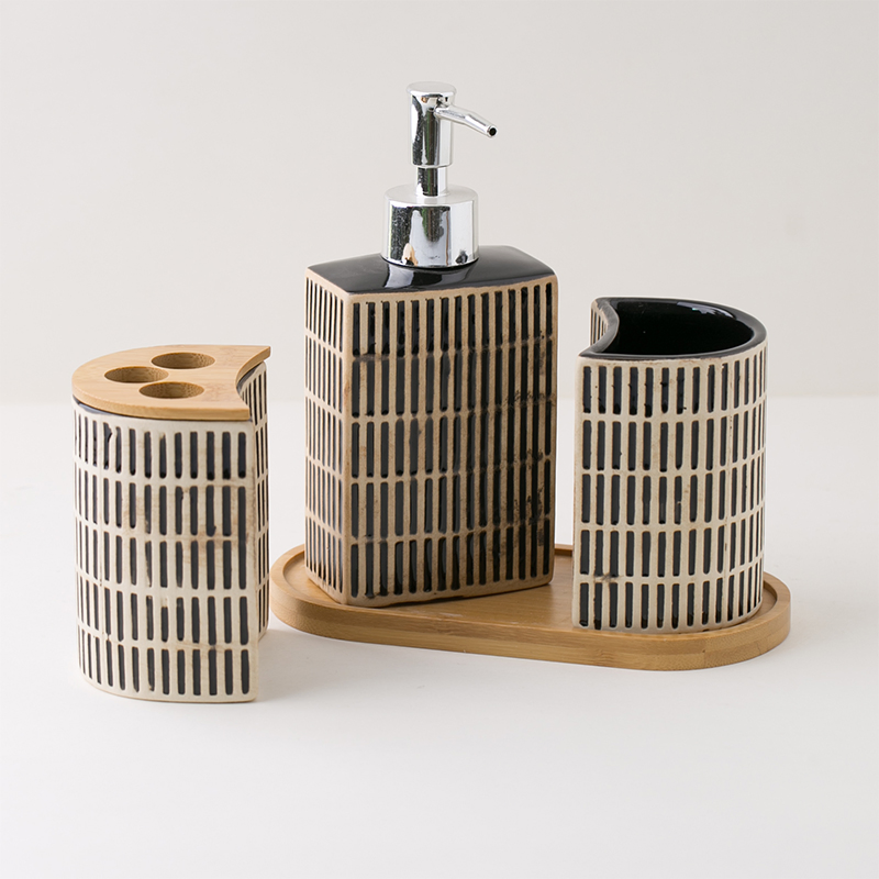 Luxury Style Ceramic Toothbrush Holder and Soap Dishes Household Resin Bathroom Set Boxed
