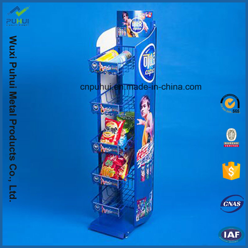 Single Sided Blister Packages Gloves Floor Standing Metal Display Rack (PHY374)