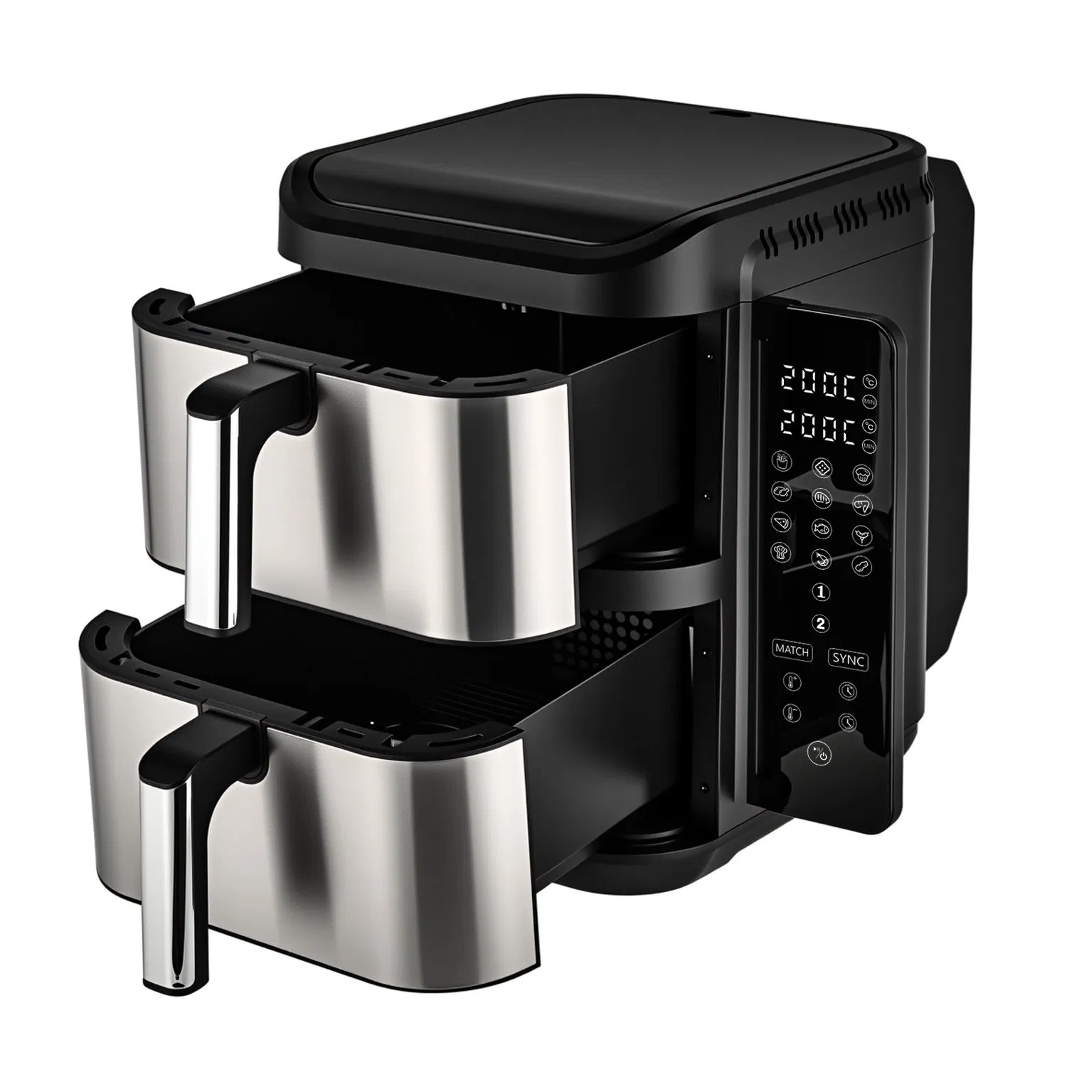 Foldable Screen 11L Air Fryer with Stainless Steel Panel Dual Stack Air Fryer