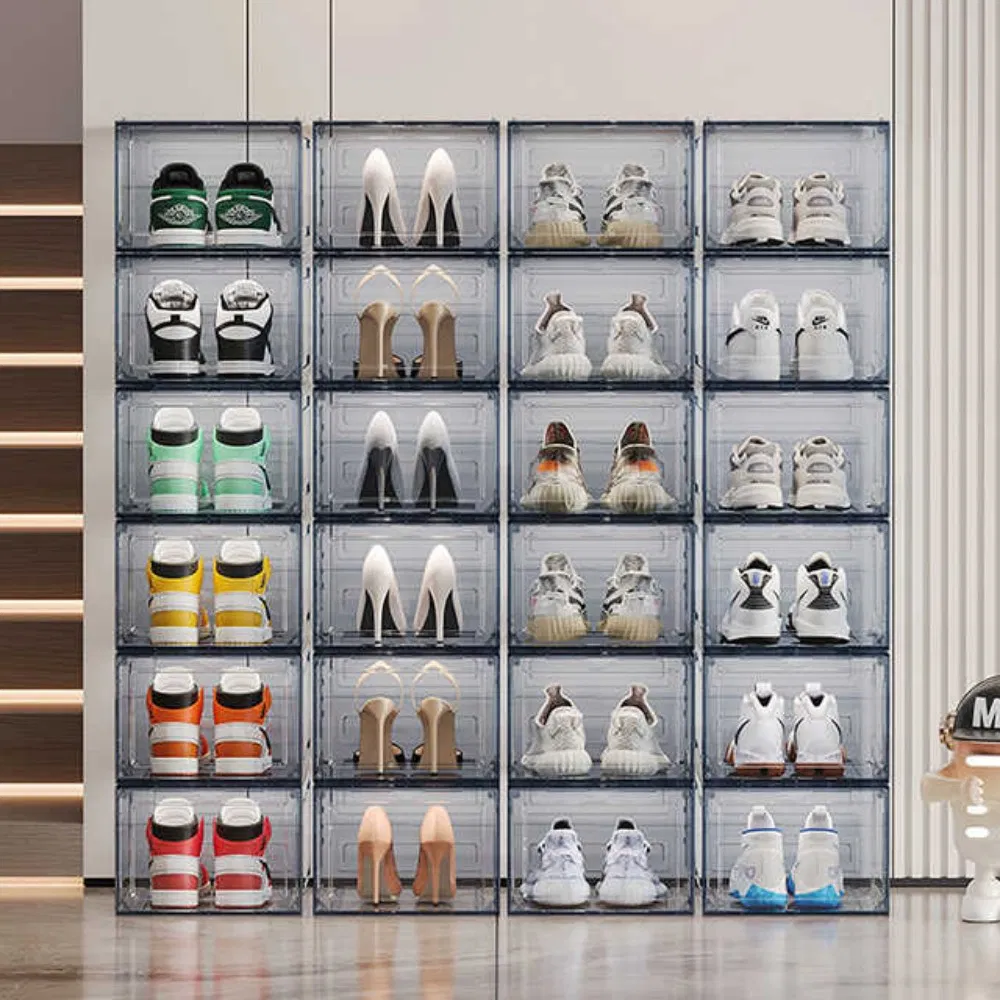 Plastic Clear Shoe Multi-Layer Storage Boxes Dustproof Transparent Acrylic Shoe Stacking Storage Bin Organizer House Hold Item