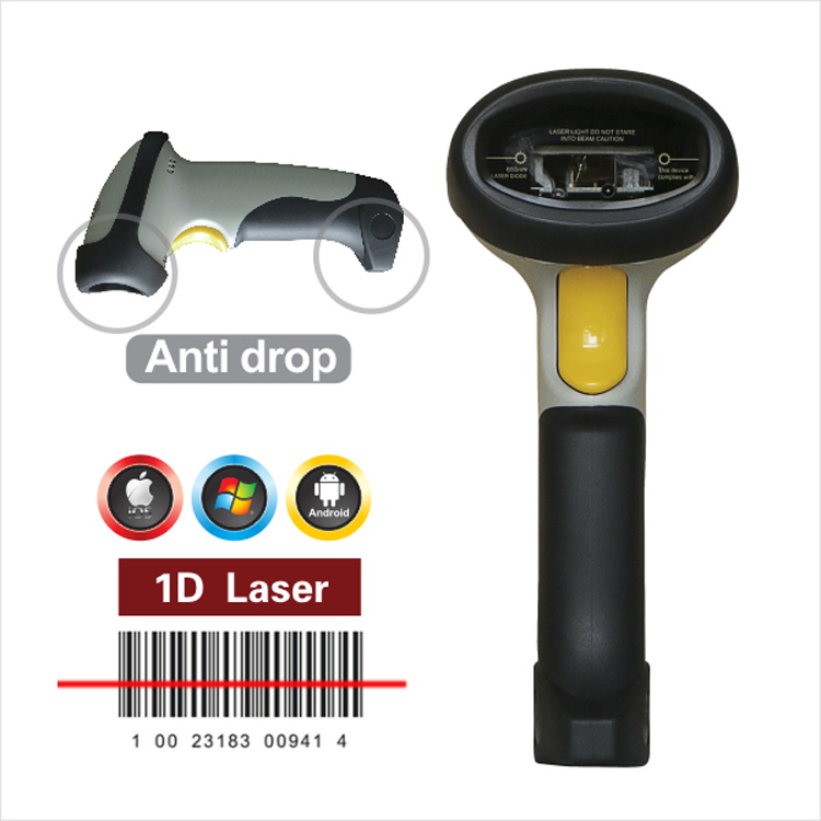High Speed Decoding Bluetooth Handheld 1d Laser Barcode Scanner with Auto-Induction Scanning
