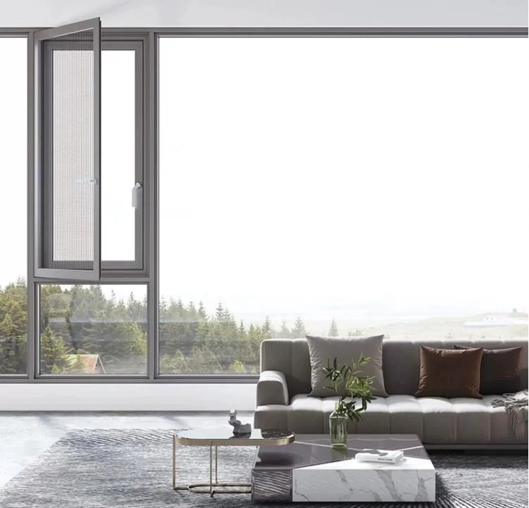 Energy Efficient Double Glazed Casement Window Hurricane Proof High Impact Push out Aluminium Swing Windows