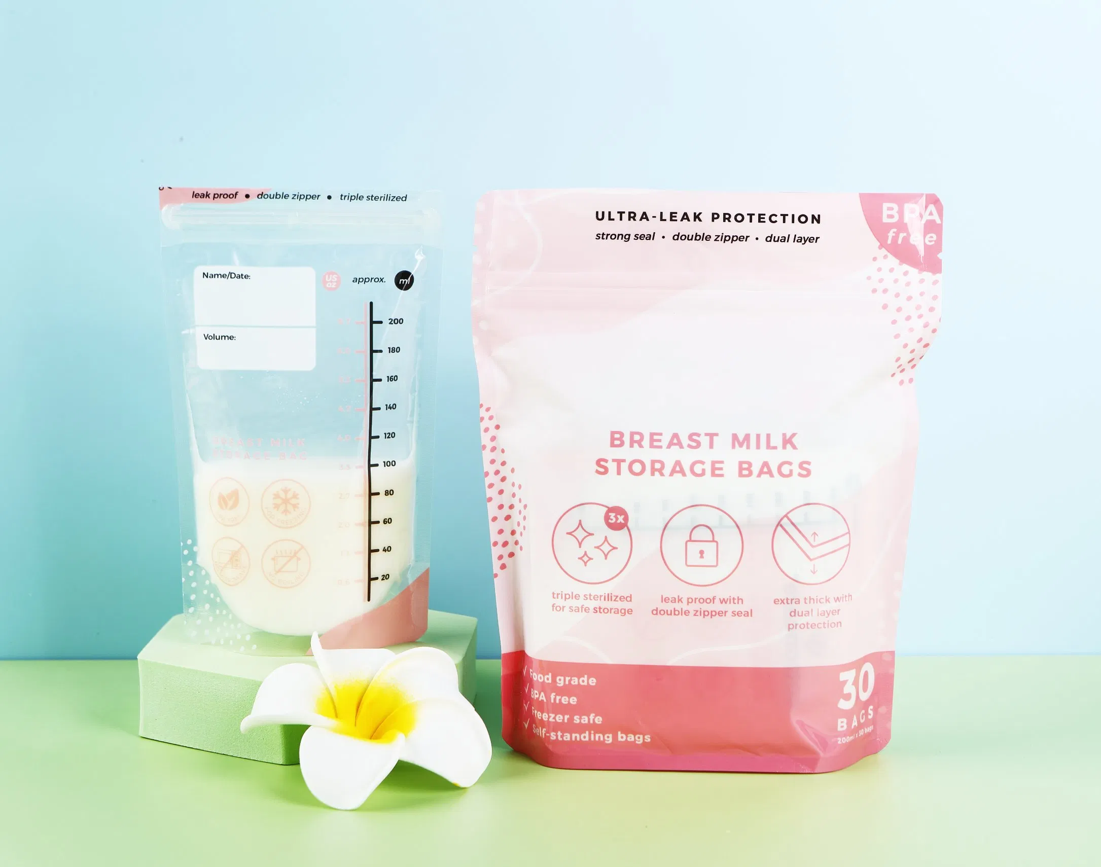 Breastmilk Storage Bag, Milk Storing Bag for Breast Feeding, Presterilized, Hygienically