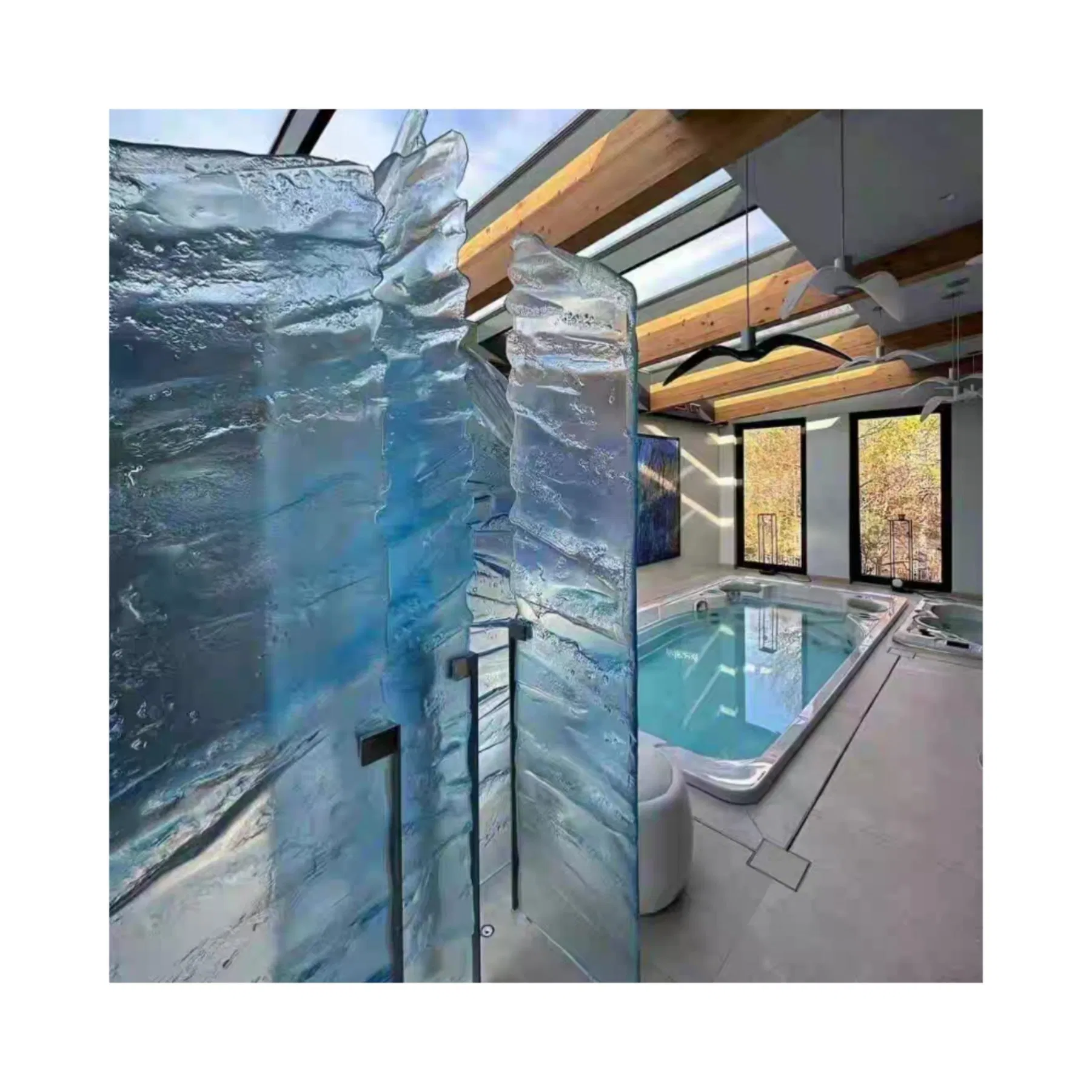Clear Tempered Decorative Glass with Unique Hot Melt Design