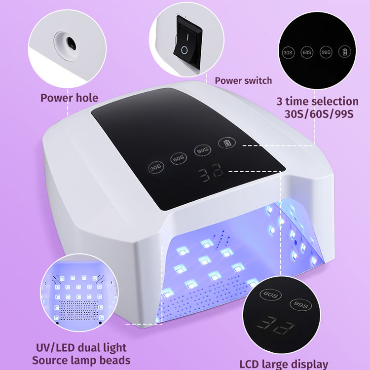 Professional Manicure Salon Cordless 72W UV LED Nail Light Gel Polish Lamp