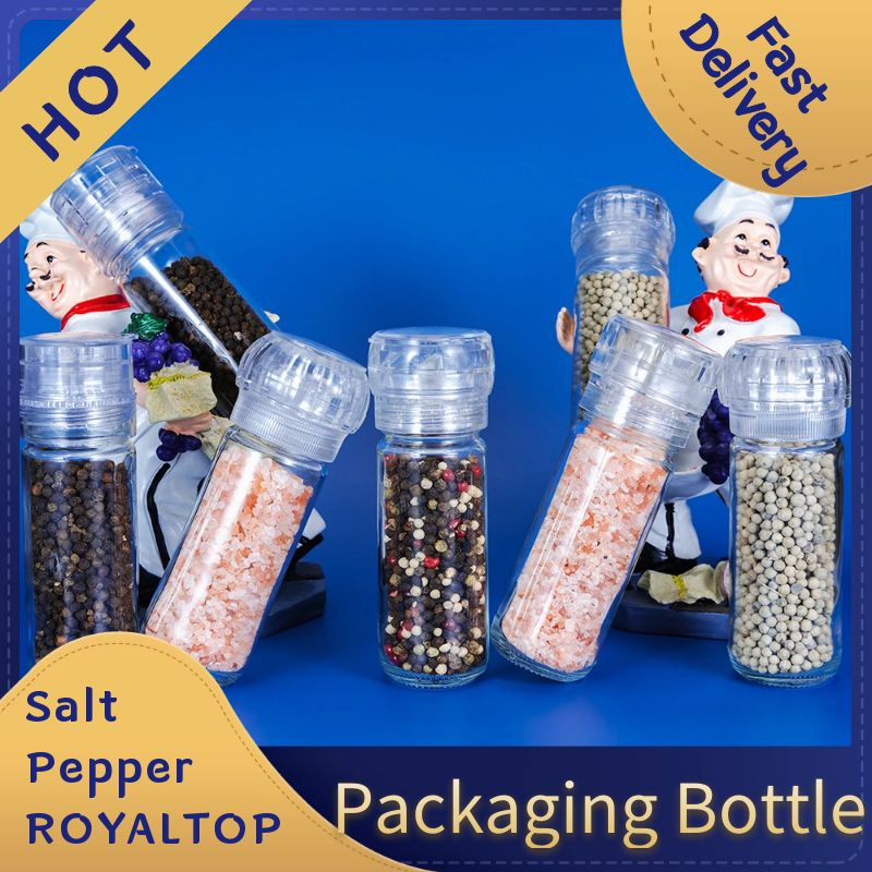 Стеклянная мельница для специй 100 мл с пластиковой крышкой