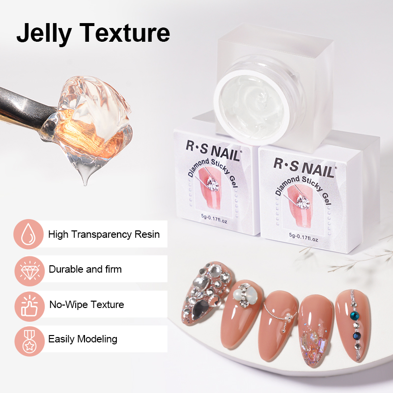 R S Nail Solid Nail Rhinestone Glue Clear High Transparency Resin Long Lasting Diamond Sticky Gel
