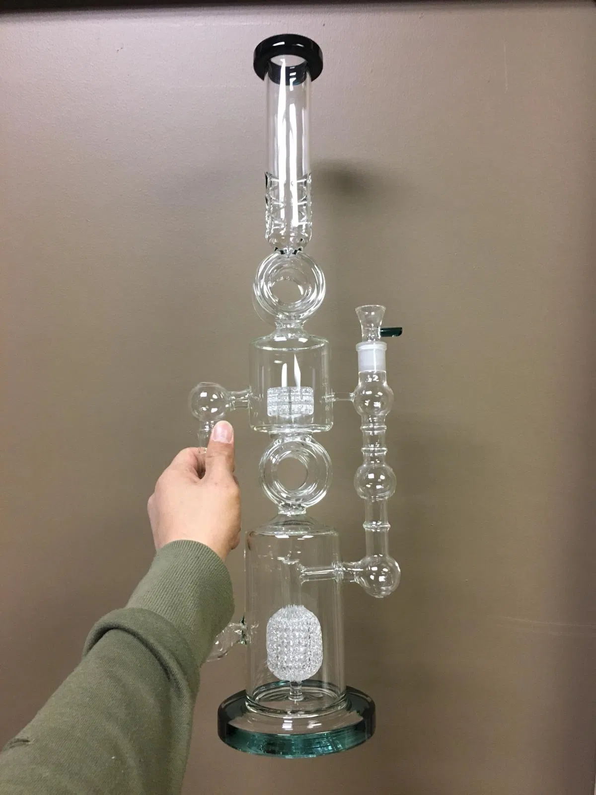 Hbking Wholesale New 13inch Hookah Tobacco Glass Smoking Water Pipe Staight Tube Windmill Glass Water Pipe