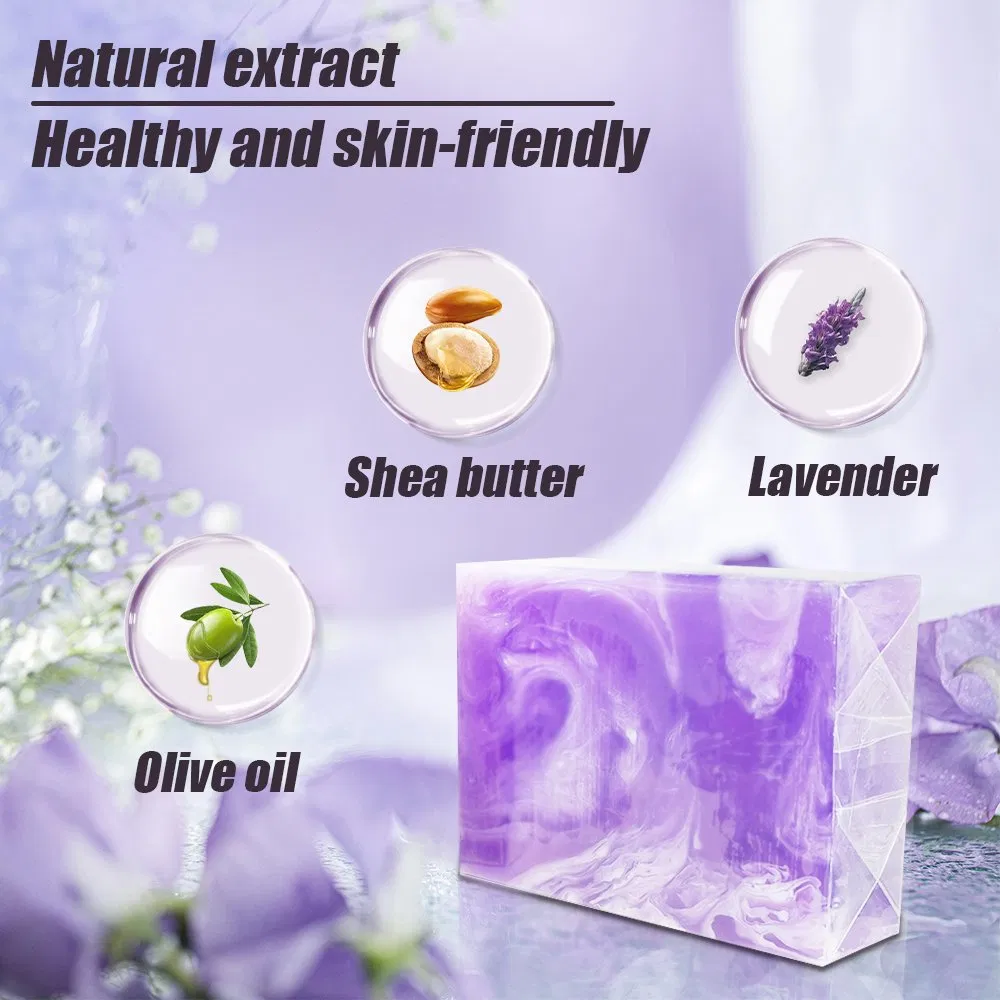 OEM ODM Purple Cleaning Refrsh Skin Soap Whitening Beauty Acne Trea Ment Lavender Soap