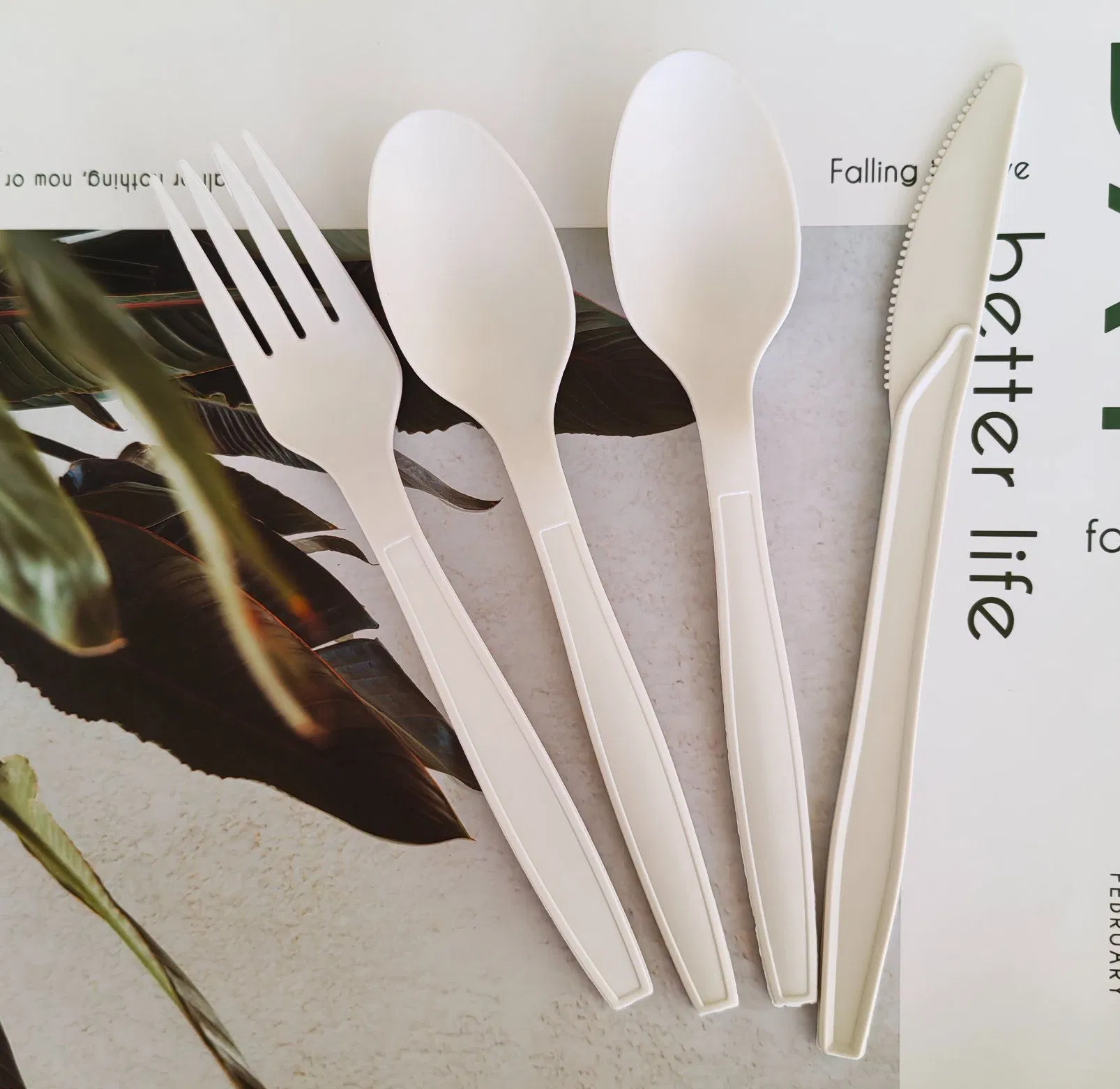 Hot Sale Disposable Plant Based Cutlery Set Biodegradable Food Fork Knife Spoon