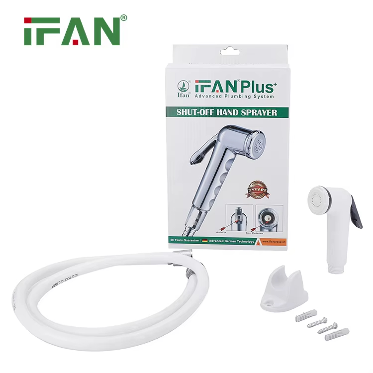 Ifan Certified ABS Plastic Body Chrome Handheld Sprayer Toilet Bidet Shattaf Set for Woman Portable Bidet