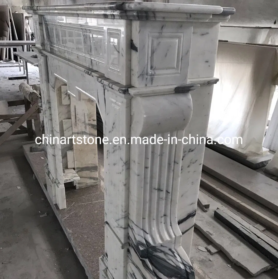 Top Quality Arabascata White Marble Fireplace