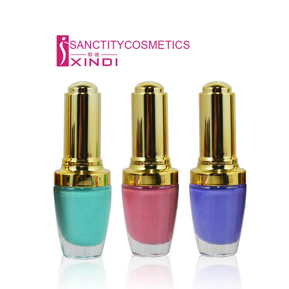 Hot Selling OEM Private Label Waterproof Nail Polish with Shiny Gold Cap
