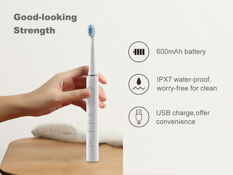 USB Rechargeable Ultra Sonic Pulse Whitening Electric Toothbrush for Adults