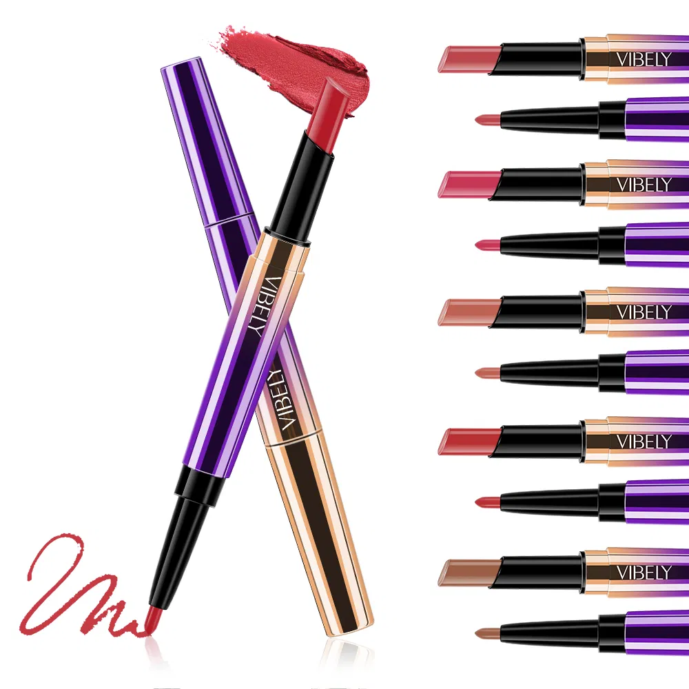 Wholesale 16 Color Double-End Lasting Waterproof Smooth Creamy 2-in-1 Lipstick Lip Liner