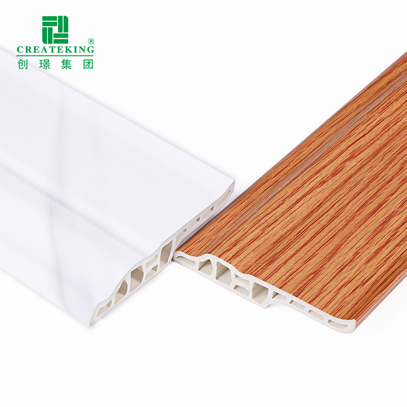 China Supplier Hot Selling Premium 70*16mm Wood-Grain Spc Skirting Board Adhesive Installation