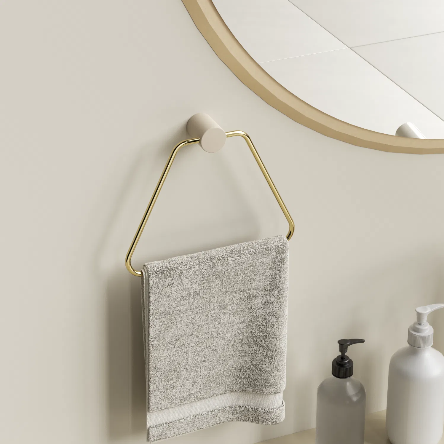 Luxury Bathroom Design Wall Mount Gold White Brass Bathroom Accessories Set