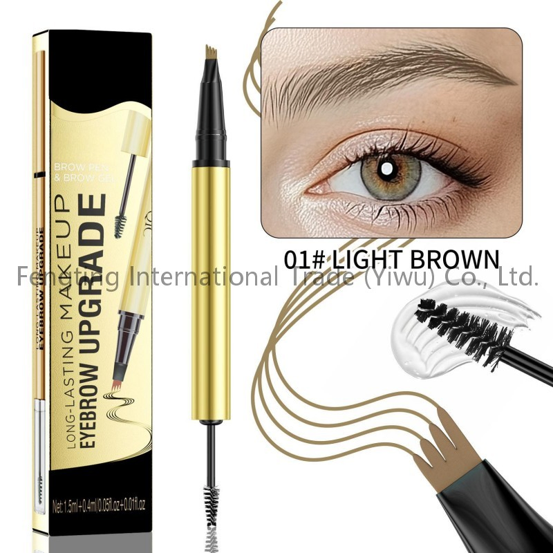 Manufacturer Professional Double Headed Sweat Resistant and Non Smudging Four Claw Liquid Eyebrow Pencil for Natural Three-Dimensional Eyebrows